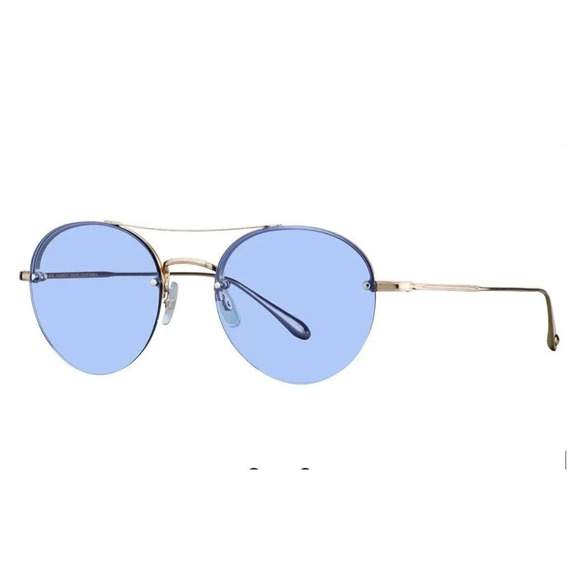 NEW GARRETT LEIGHT BEAUMONT G-CR GOLD BLUE LENS AUTHENTIC FRAME SUNGLASSES 53-20 - Picture 2 of 3